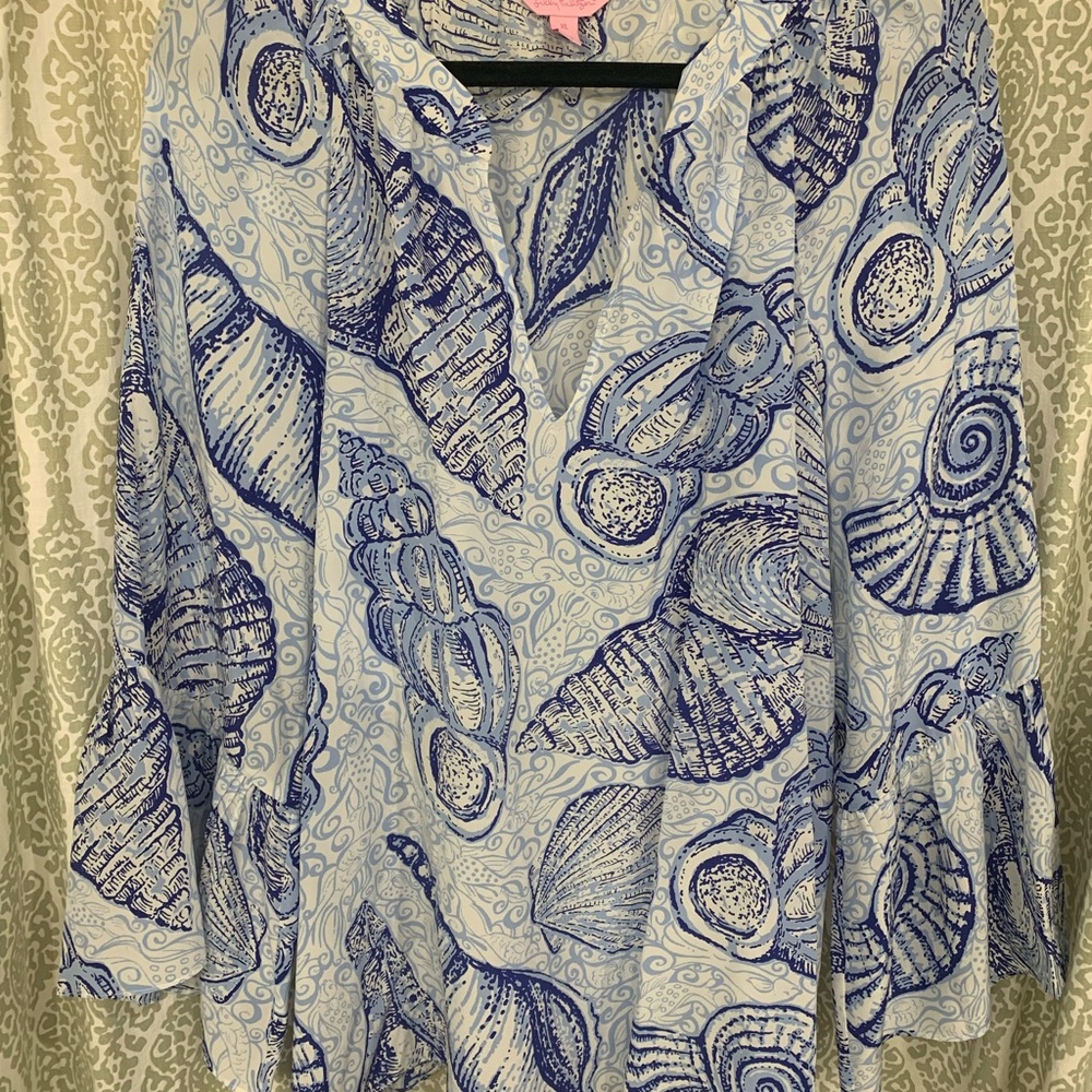 NWOT Lilly Pulitzer silk Matilda top seashell XL
